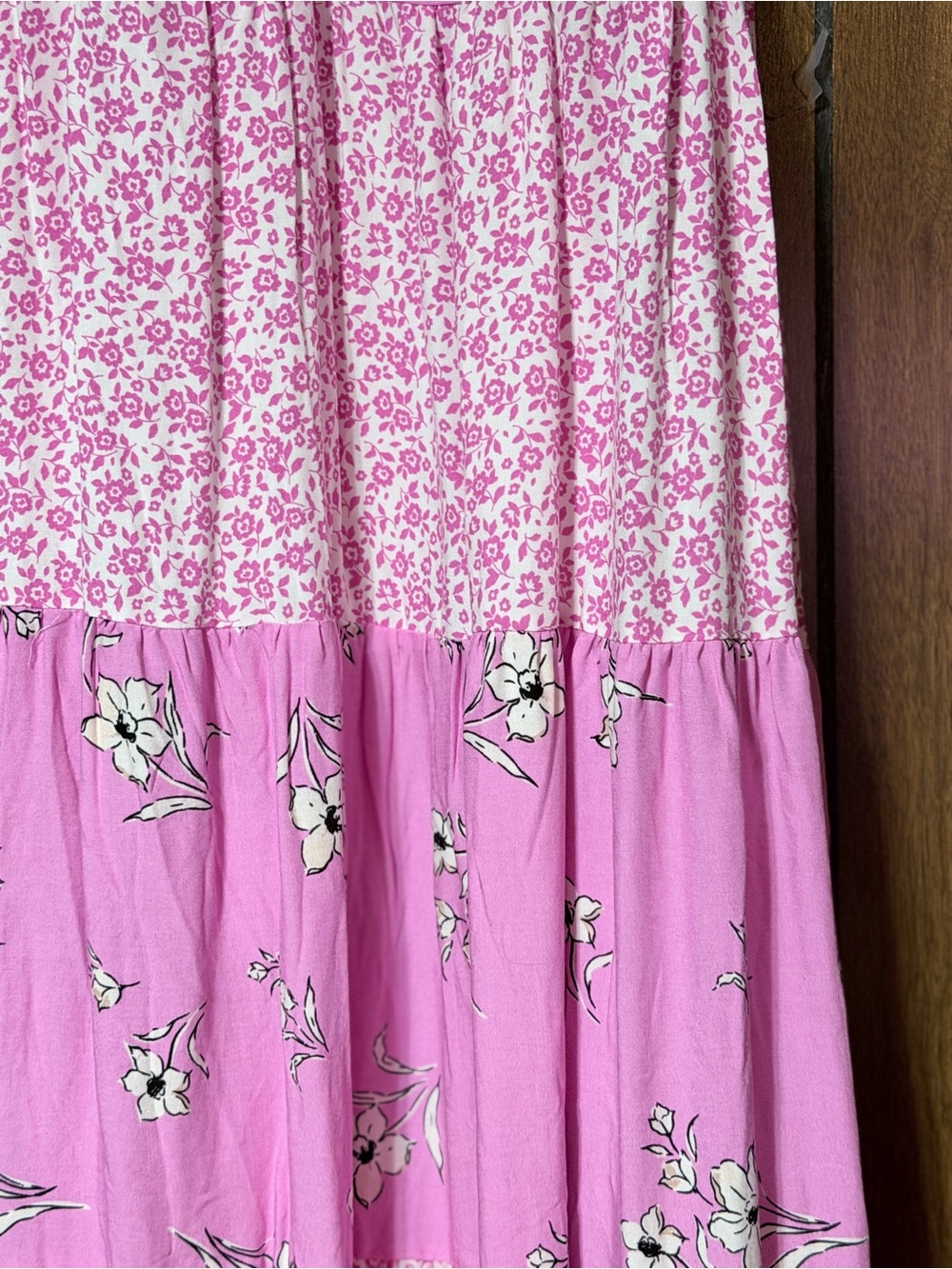 Pink Floral Maxi Dress with Spaghetti Straps - Picture 3 of 11
